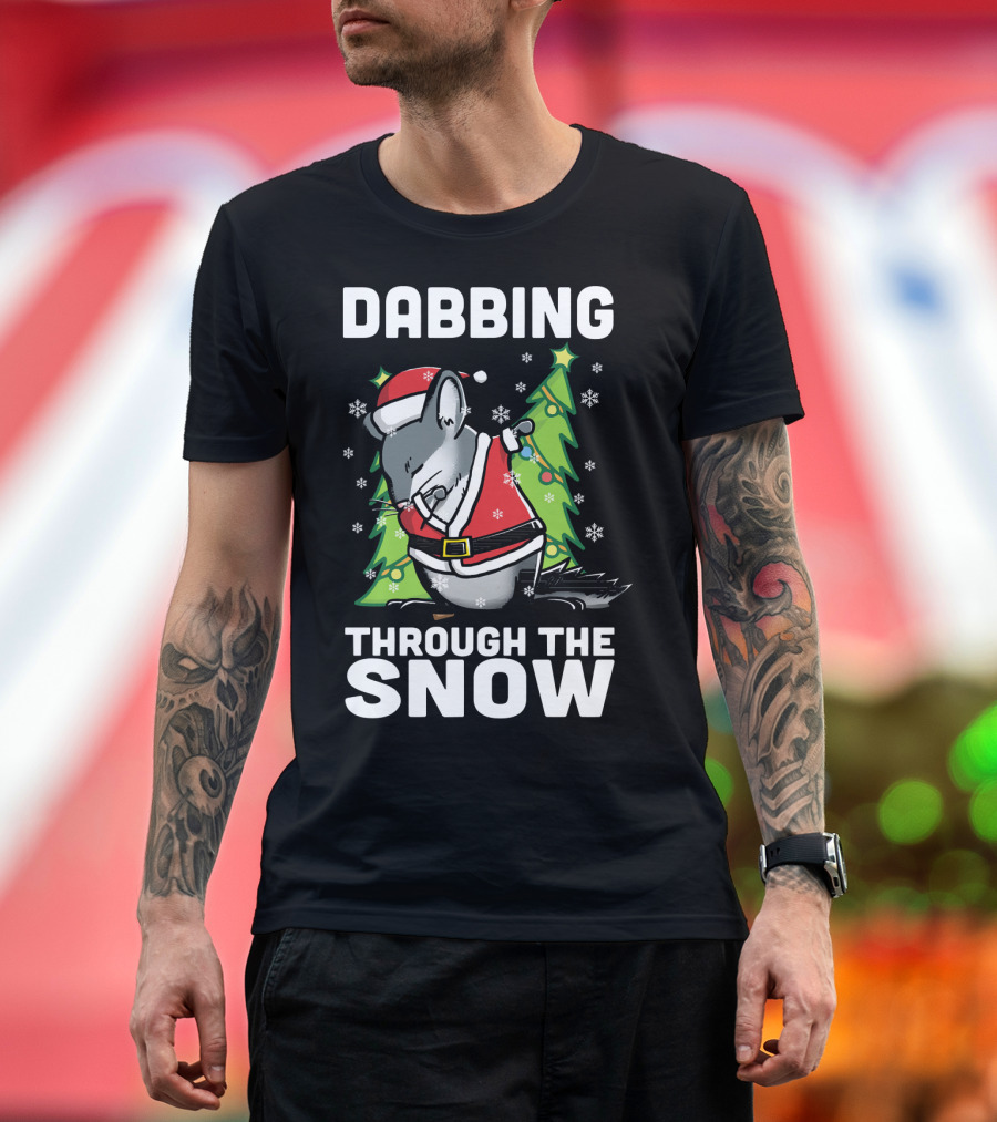 Dabbing Through the Snow Chinchilla Santa Christmas Tree T-Shirt