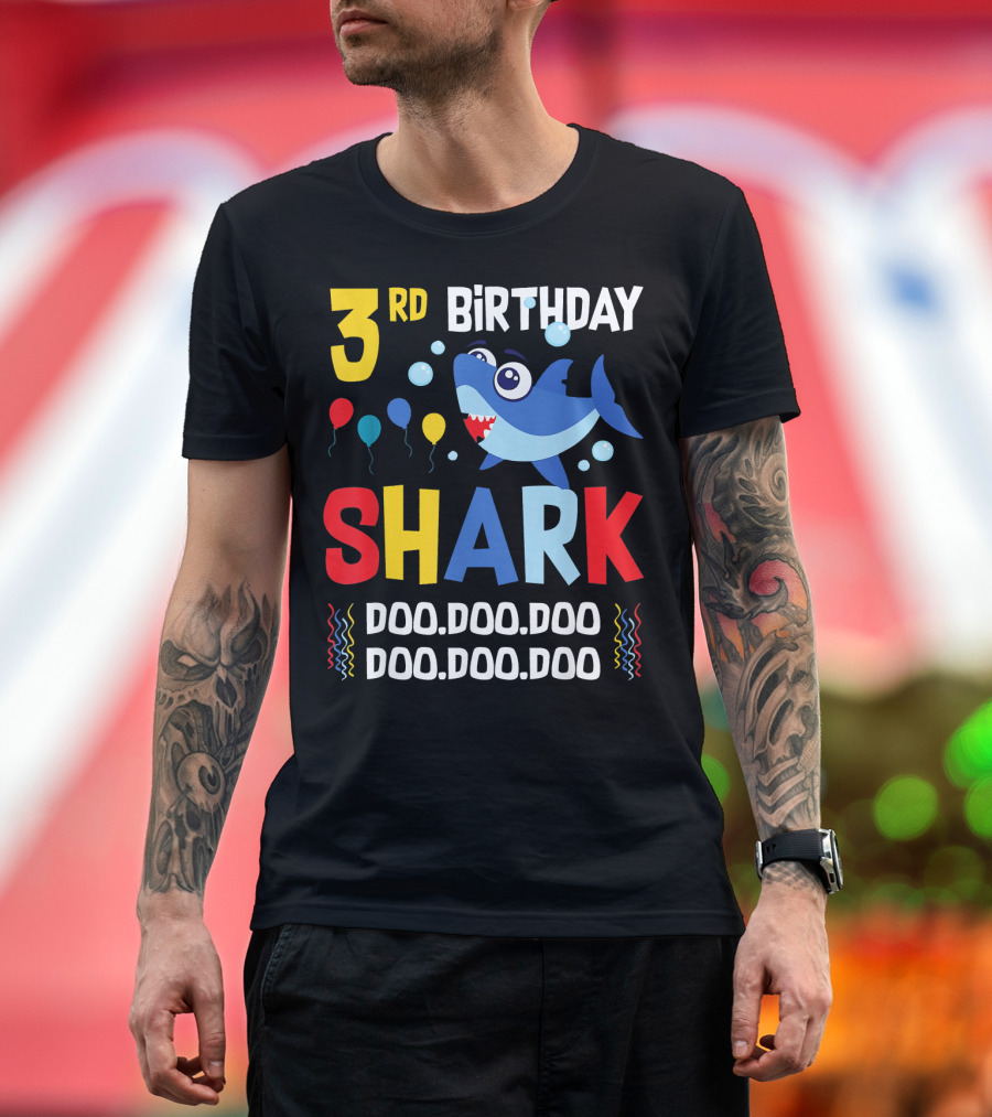 3rd Birthday Shark Doo Doo Doo Balloons T-Shirt