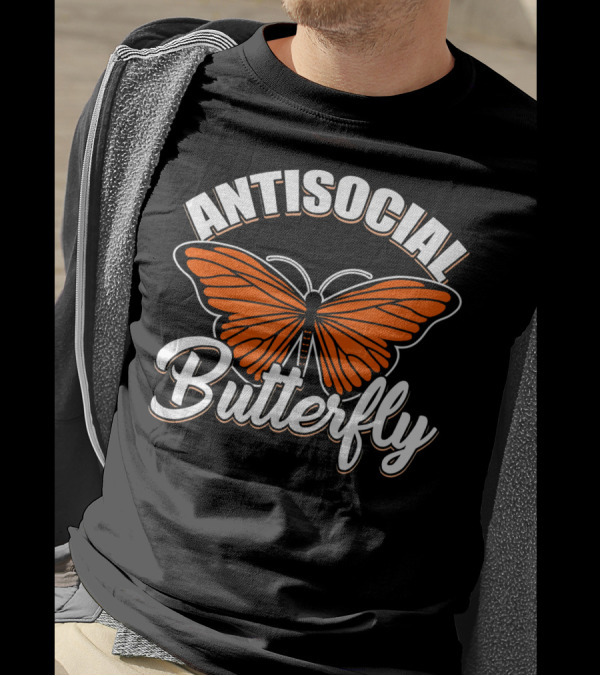 Antisocial Butterfly Introvert Orange Monarch T-Shirt