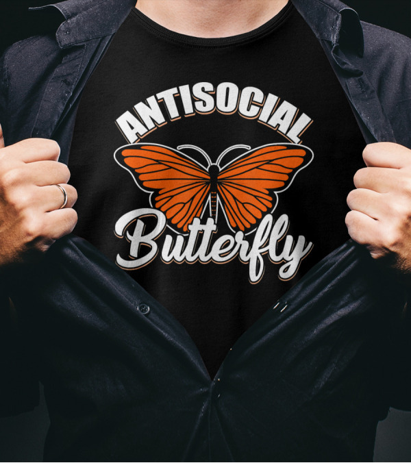 Antisocial Butterfly Introvert Orange Monarch T-Shirt