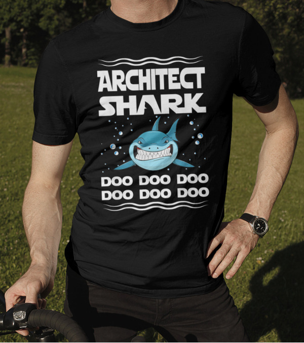 Architect Shark Doo Doo Doo Smiling Cartoon Bubbles T-Shirt