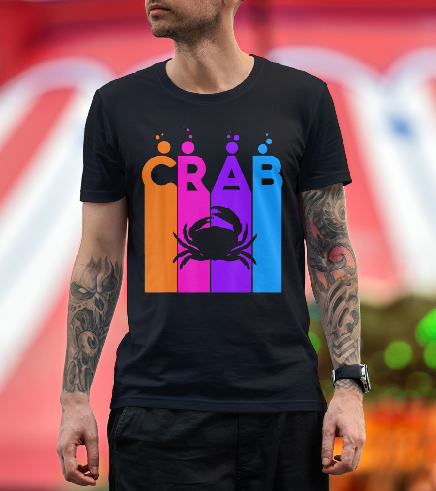 Crab Bubble Art with Crab Silhouette Animal Lover T-Shirt