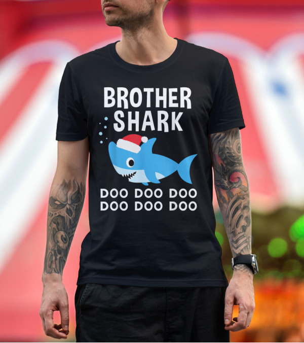 Premium T-Shirt: Brother Shark Doo Doo Doo Doo Doo Doo Santa Hat T-Shirt Brother Shark Doo Doo Doo Doo Doo Doo Santa Hat T-Shirt
