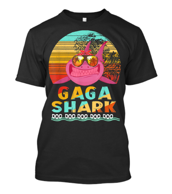 Gaga Shark Doo Doo Doo Doo Doo Retro Sunset T-Shirt