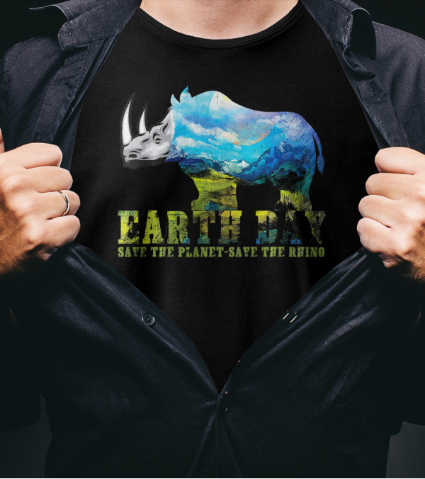 Earth Day Save The Planet Save The Rhino Wildlife Conservation T-Shirt