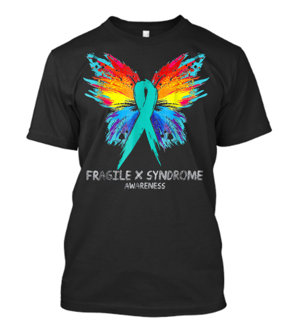Rainbow Butterfly Ribbon For Fragile X Syndrome Awareness T-Shirt