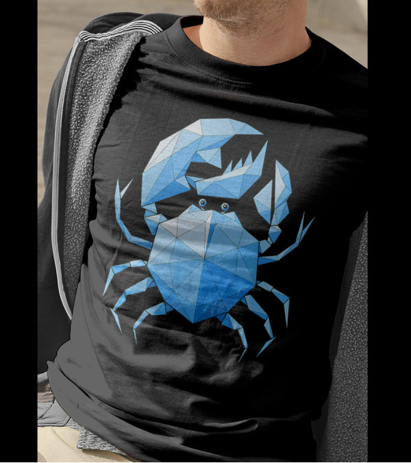Crab On Low Polygon Linear Geometric T-Shirt