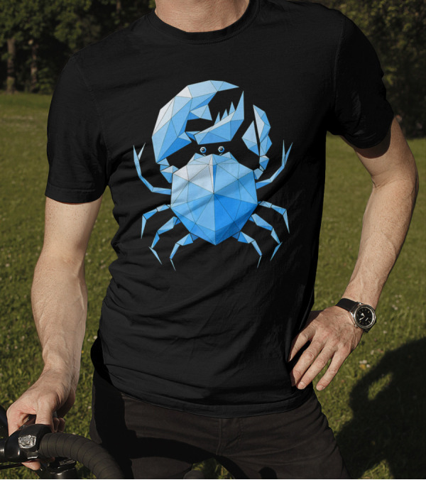 Crab On Low Polygon Linear Geometric T-Shirt