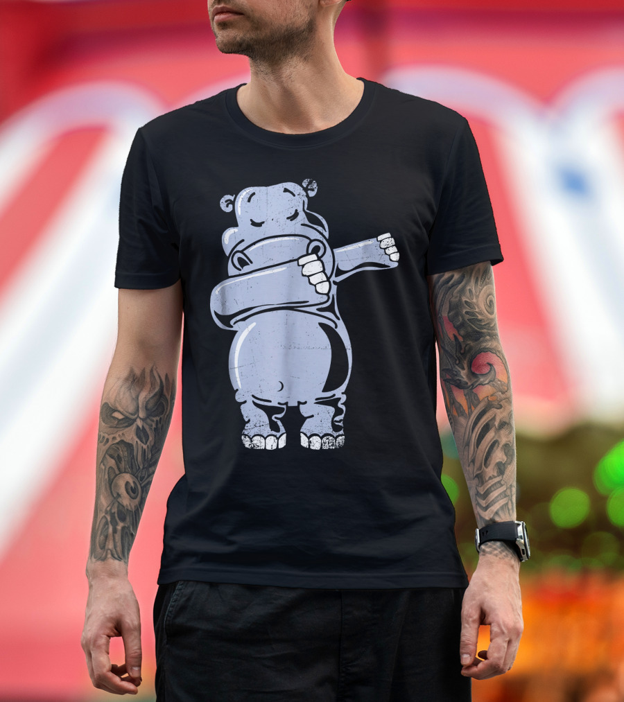 Dabbing Hippo Retro T-Shirt