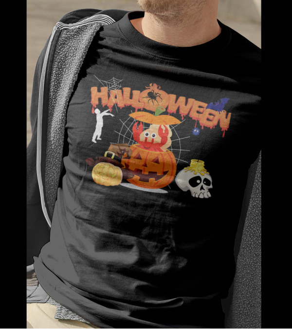Halloween Funny Hermit Crab Pumpkin Witch Zombie T-Shirt