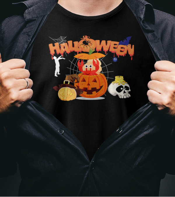 Halloween Funny Hermit Crab Pumpkin Witch Zombie T-Shirt