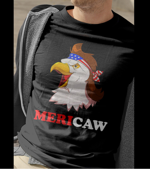 Eagle Mullet Men Mericaw 4th Of July Merica Flag T-Shirt