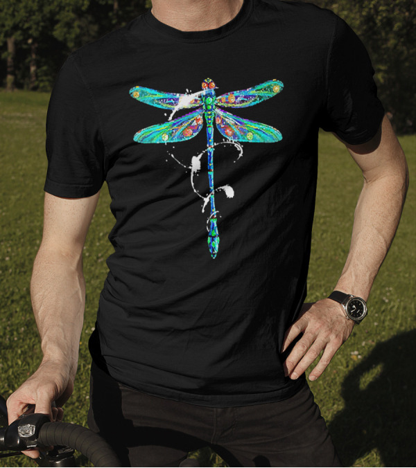Dragonfly Light Eddy Vivid Patterned Dragonfly T-Shirt