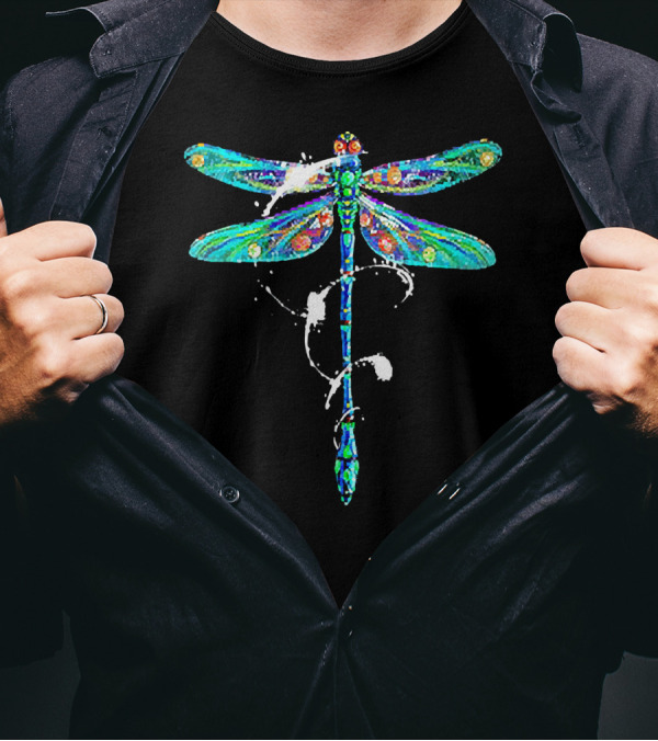 Dragonfly Light Eddy Vivid Patterned Dragonfly T-Shirt