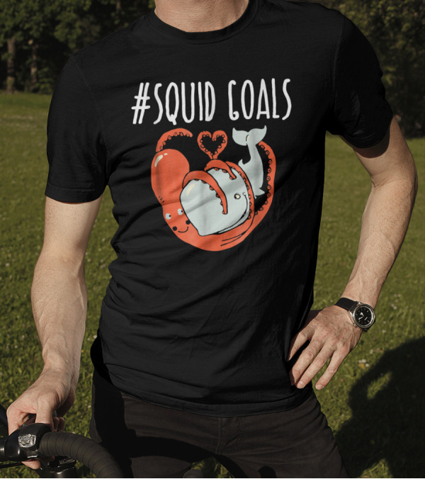 Squid Goals Hugging Whale With Heart T-Shirt