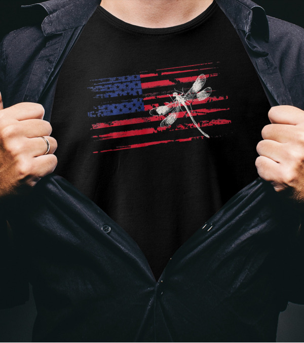 Dragonfly American Flag T-Shirt