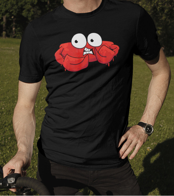 Funny Cute Scared Red Sea Crab With Big Eyes And Nervous Expression T-Shirt