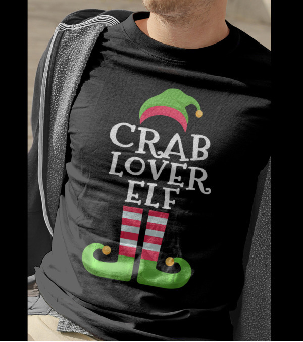 Crab Lover Elf Funny Christmas Costume T-Shirt