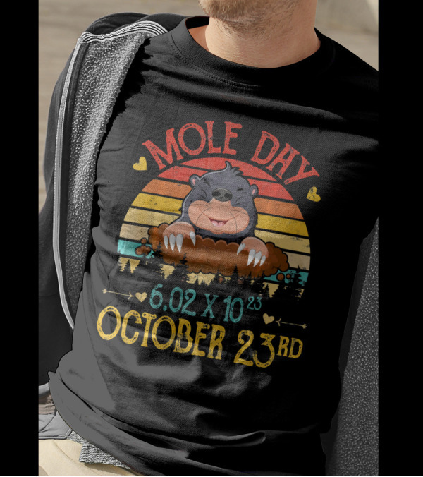 Mole Day 6.02 X 10^23 October 23rd Celebration With Smiling Cartoon Mole T-Shirt