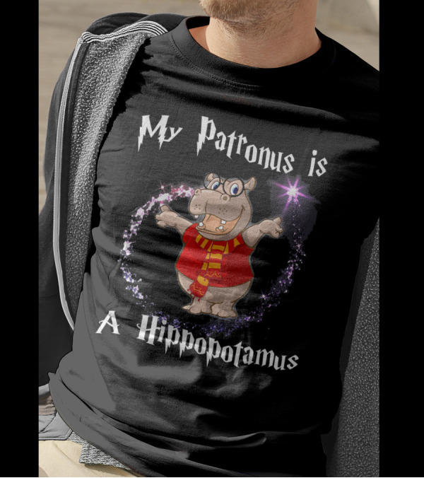 My Patronus Is A Hippopotamus Wizard Hippo With Magic Wand T-Shirt