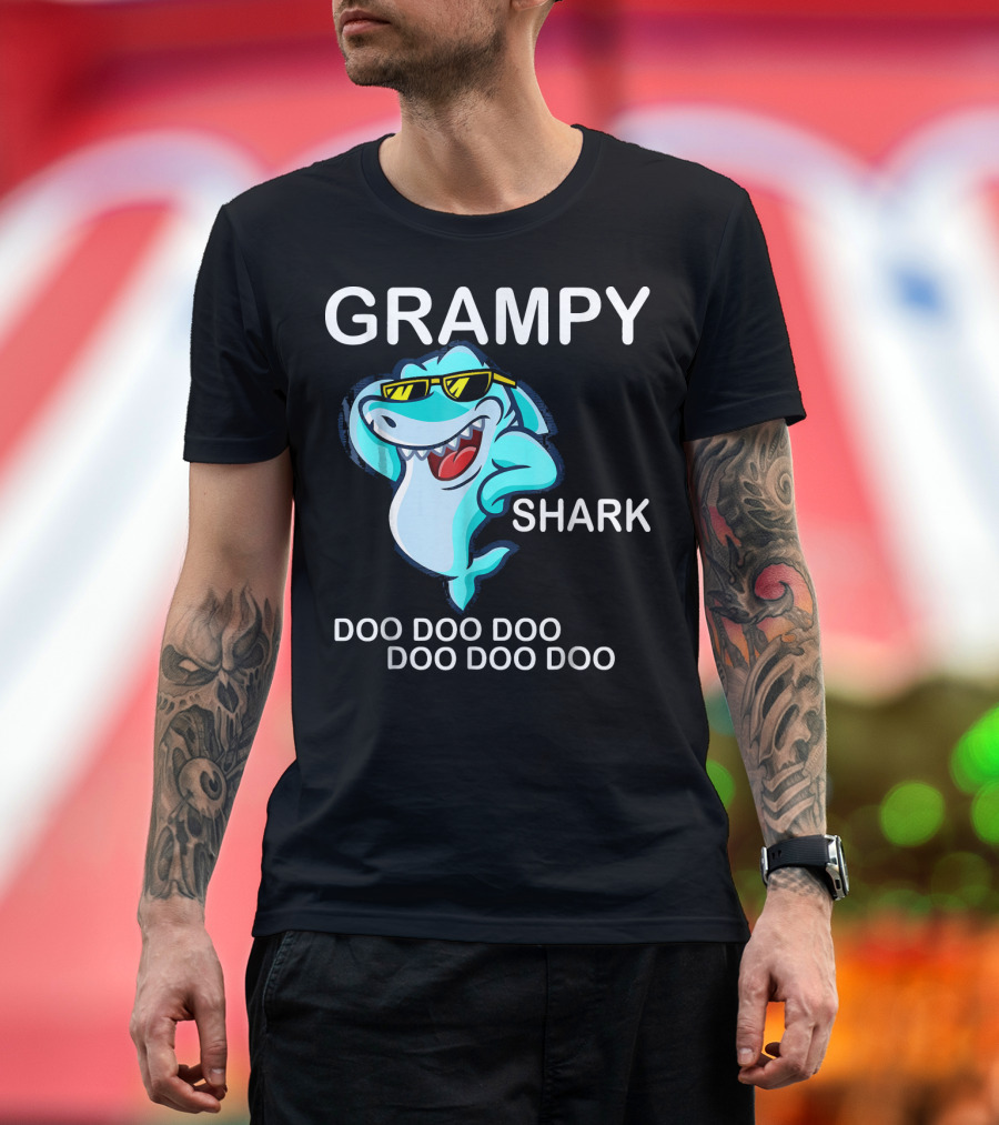 Grampy Shark Doo Doo Doo Sunglasses Cool Fun T-Shirt