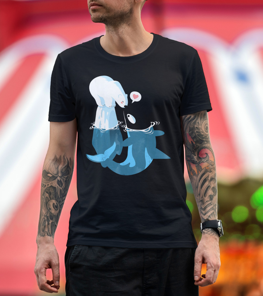 Killer Whale Cute Polar Bear Funny Awesome Interaction T-Shirt