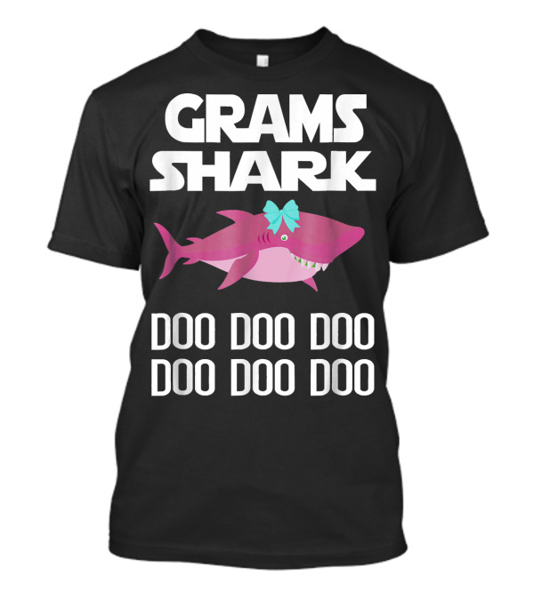Grams Shark Doo Doo Doo Cute Pink With Bow T-Shirt