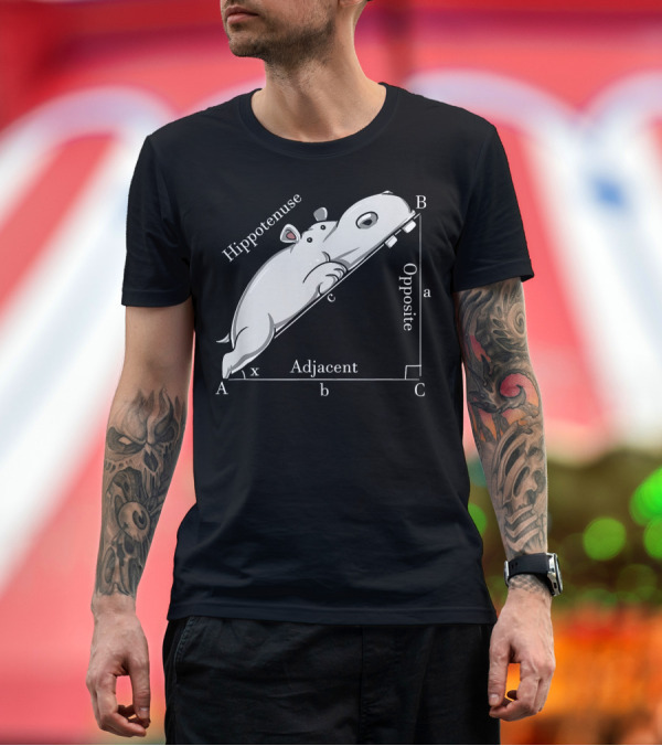 Premium T-Shirt: Hippotenuse Hippo Geometry Math Joke Adjacent Opposite T-Shirt Hippotenuse Hippo Geometry Math Joke Adjacent Opposite T-Shirt