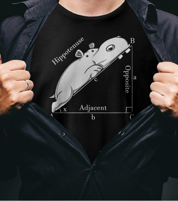 Hippotenuse Hippo Geometry Math Joke Adjacent Opposite T-Shirt