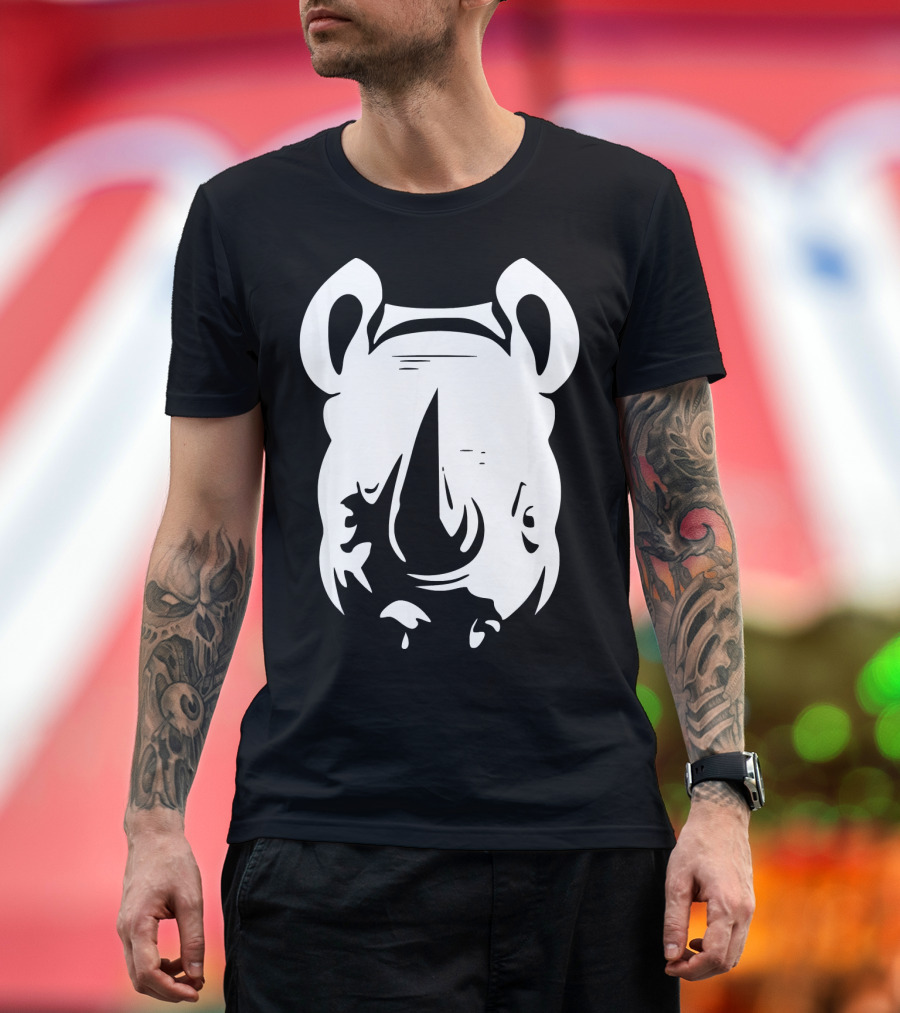 Large Rhinoceros White Rhino Head T-Shirt