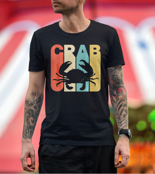 Premium T-Shirt: CRAB Vintage Retro Silhouette Bold Letters T-Shirt CRAB Vintage Retro Silhouette Bold Letters T-Shirt