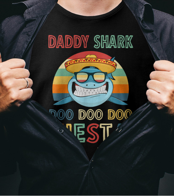 Daddy Shark Doo Doo Doo Fiesta Sombrero Sunglasses T-Shirt
