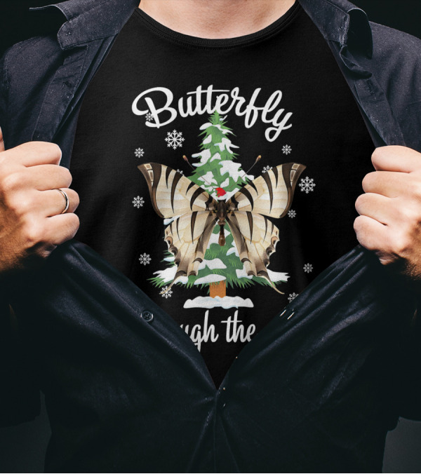 Butterfly Through The Snow Holiday Season Funny Visual T-Shirt
