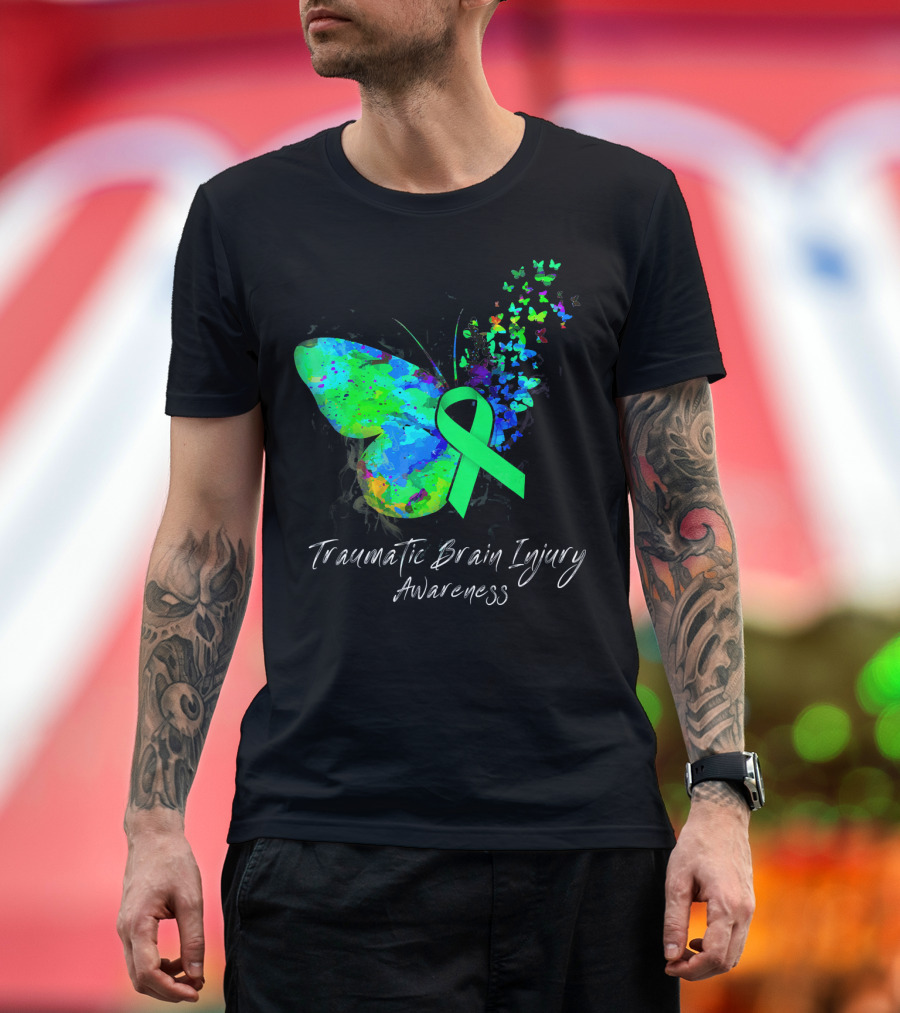 Traumatic Brain Injury Awareness Butterfly T-Shirt