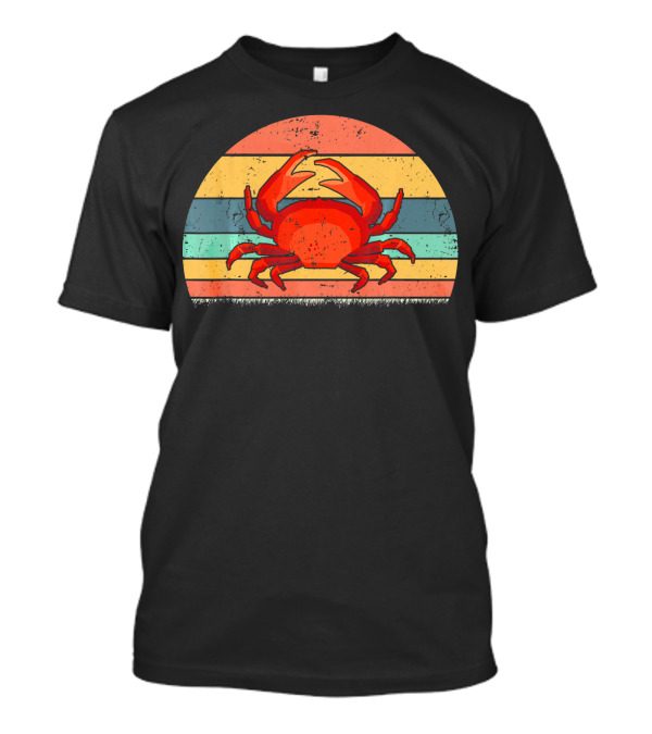 Retro Vintage Crab Animal Lover Zookeeper Sunset Stripes T-Shirt