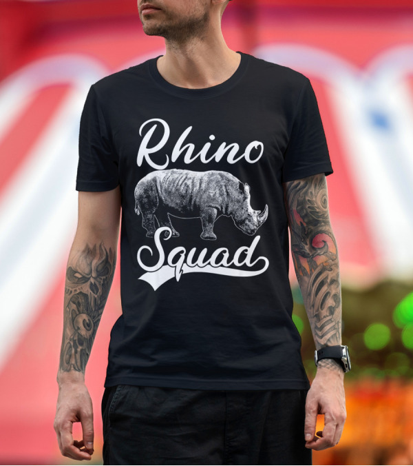 Premium T-Shirt: Rhino Squad Vintage Retro Rhinoceros T-Shirt Rhino Squad Vintage Retro Rhinoceros T-Shirt