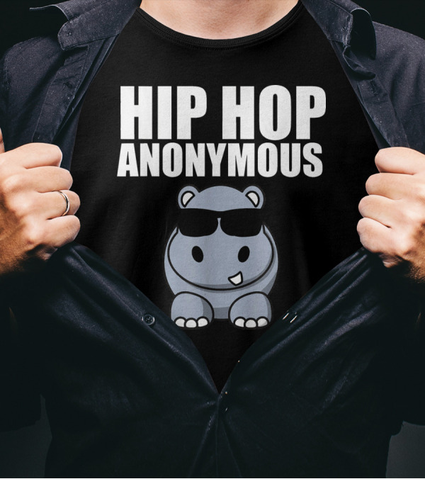 Sarcastic Funny Hip Hop Anonymous Cool Sunglasses Hippo T-Shirt