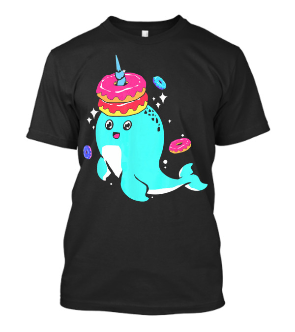Narwhal Donut Candy Bakery Whale With Colorful Sparkling Donuts T-Shirt