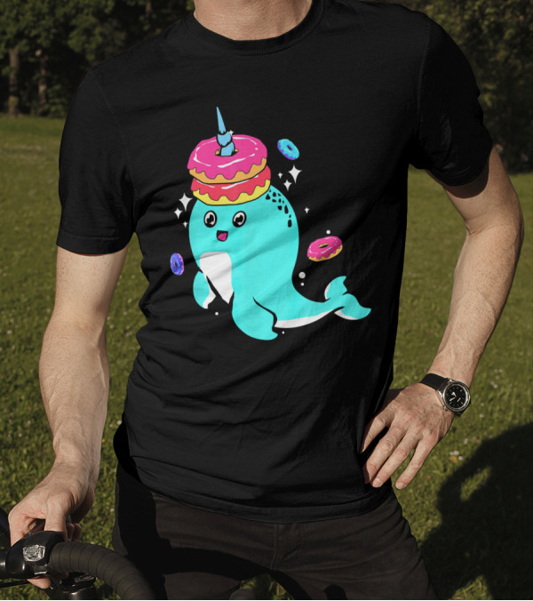 Narwhal Donut Candy Bakery Whale With Colorful Sparkling Donuts T-Shirt