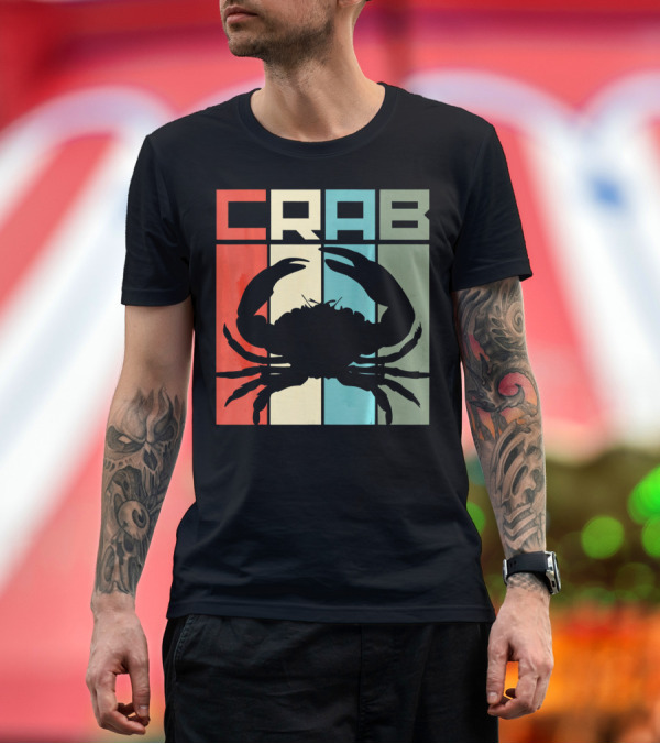 Premium T-Shirt: Retro Crab Silhouette Vintage Seafood Lovers T-Shirt Retro Crab Silhouette Vintage Seafood Lovers T-Shirt
