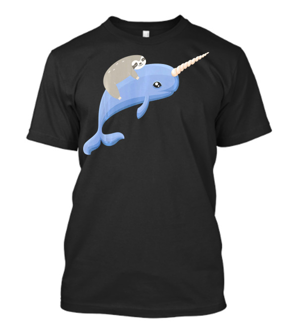 Sloth On Narwhal Unicorn With Tusk T-Shirt