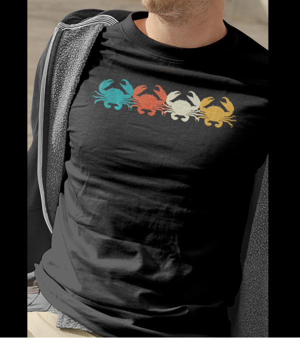 Vintage Retro Crab Animal Lover Zookeeper Colorful Crabs T-Shirt
