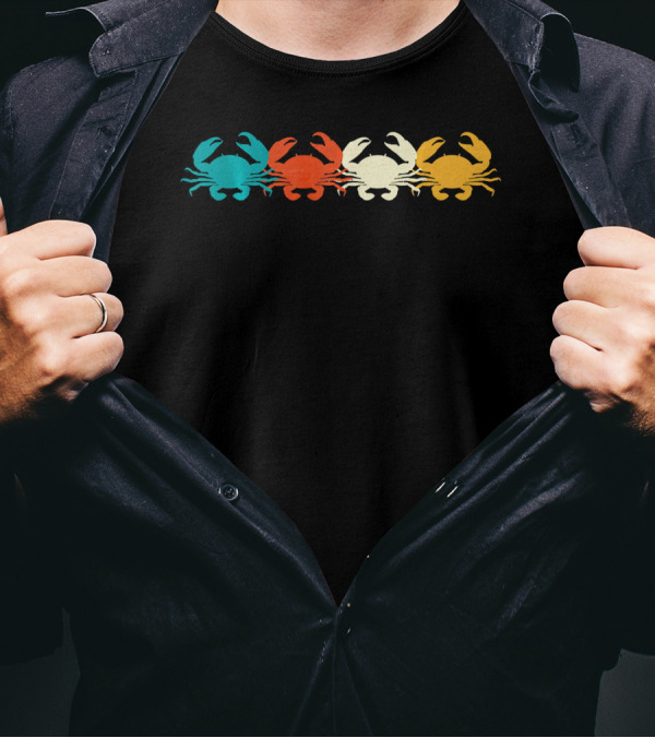 Vintage Retro Crab Animal Lover Zookeeper Colorful Crabs T-Shirt