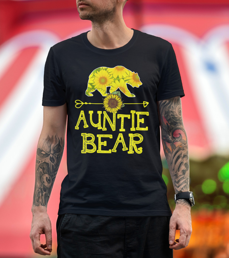 Auntie Bear Sunflower Funny Mother Bear Sunflowers T-Shirt