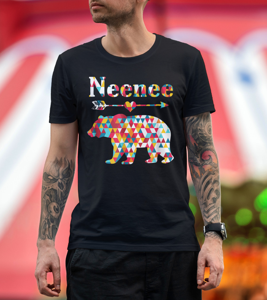 Neenee Arrow Bear Colorful Geometric Vintage Family T-Shirt