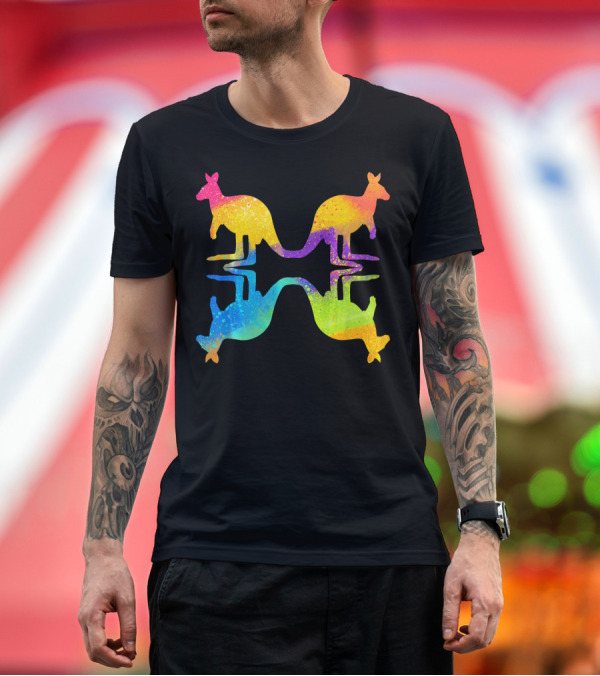 Premium T-Shirt: Australia Zoo Animal Lover Rainbow Kangaroo Kan T-Shirt Australia Zoo Animal Lover Rainbow Kangaroo Kan T-Shirt