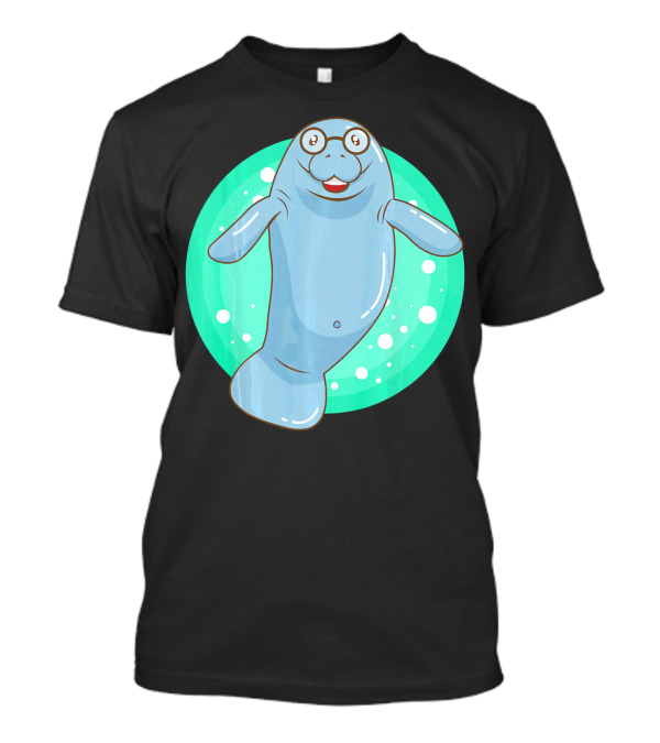 Cute Manatee With Glasses Unique Nerd T-Shirt