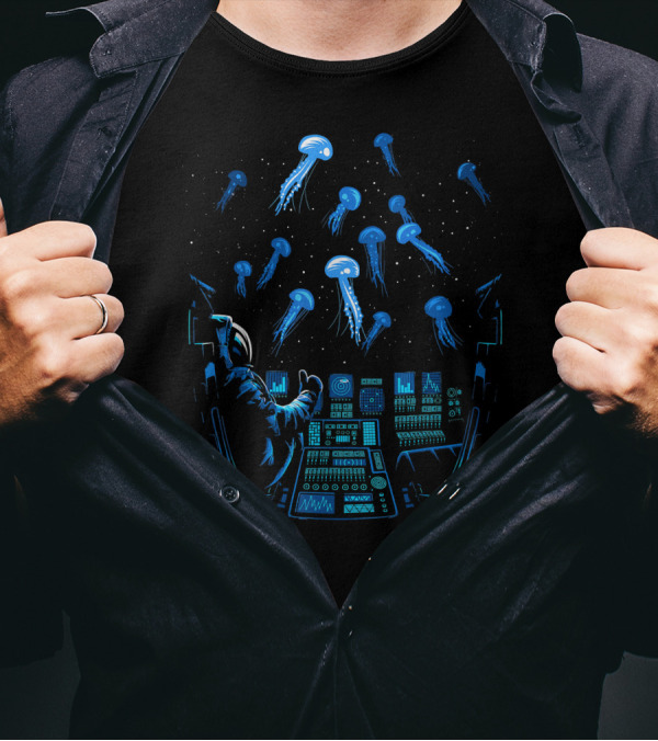Astronaut Jellyfish Alien Science Universe Exploration T-Shirt