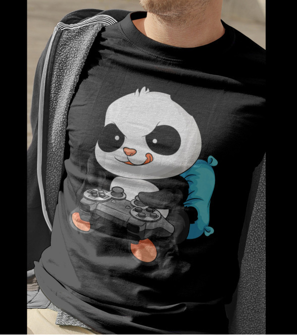 Cool Panda Playing Video Game Funny Bear With Controller T-Shirt
