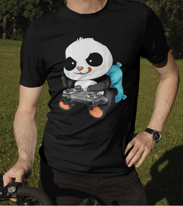 Cool Panda Playing Video Game Funny Bear With Controller T-Shirt